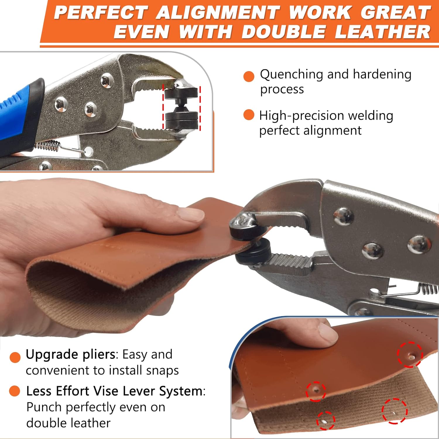 Heavy Duty Snap Fasteners Kit, Snap Fastener Pliers for Metal Snaps Installation on Boat Cover/Canvas/Carpet/Leather, Snap Fastener Tool with Screw Snap& Stainless Steel 15mm Marine Snaps-by MinliGUY - Image 3